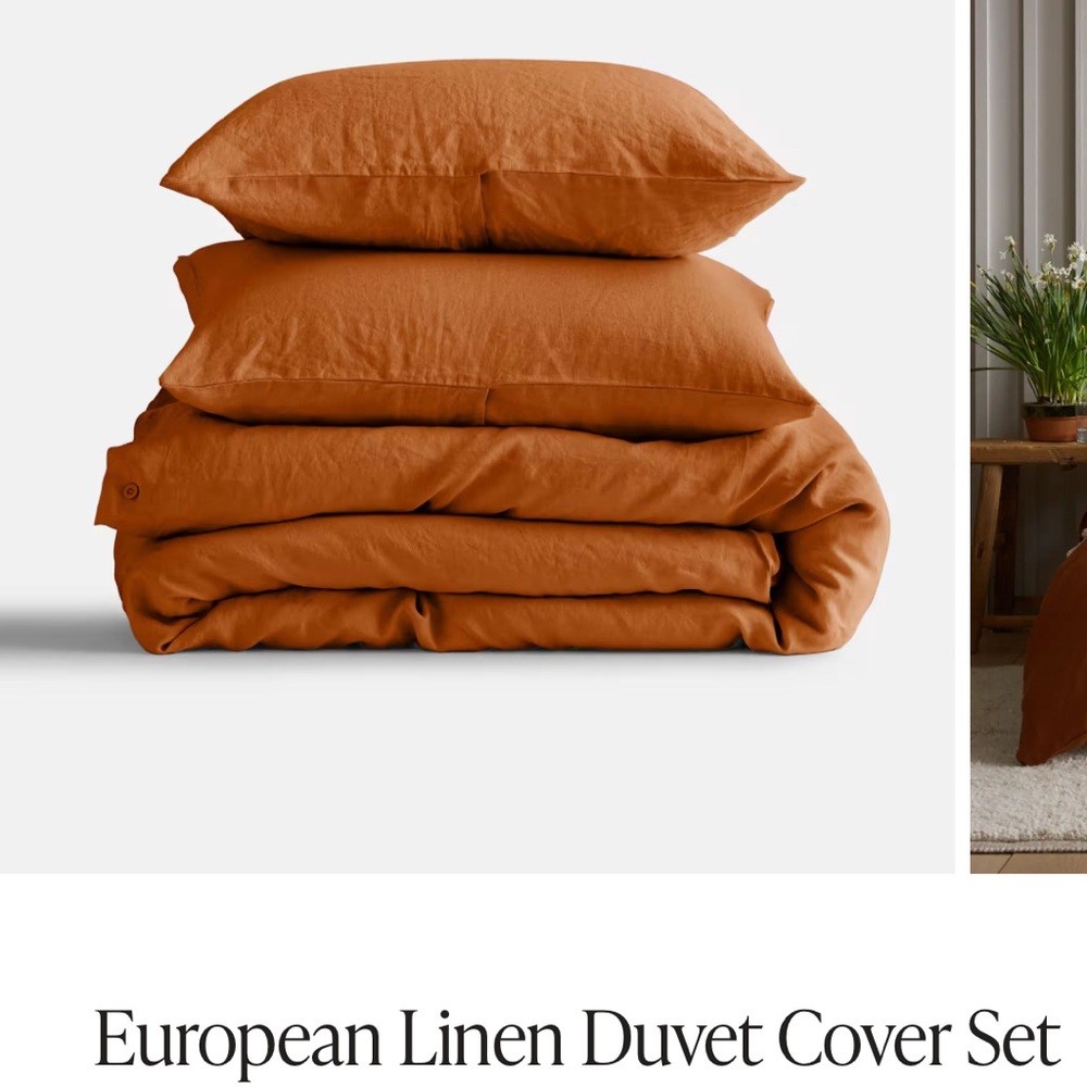 Quince European Linen Duvet Cover Set - Rust Orange